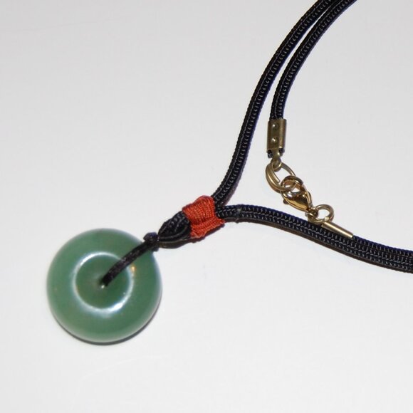 Jade Necklace,Green Jade Pendant Cord Necklace,Good Luck Necklace - Picture 1 of 4